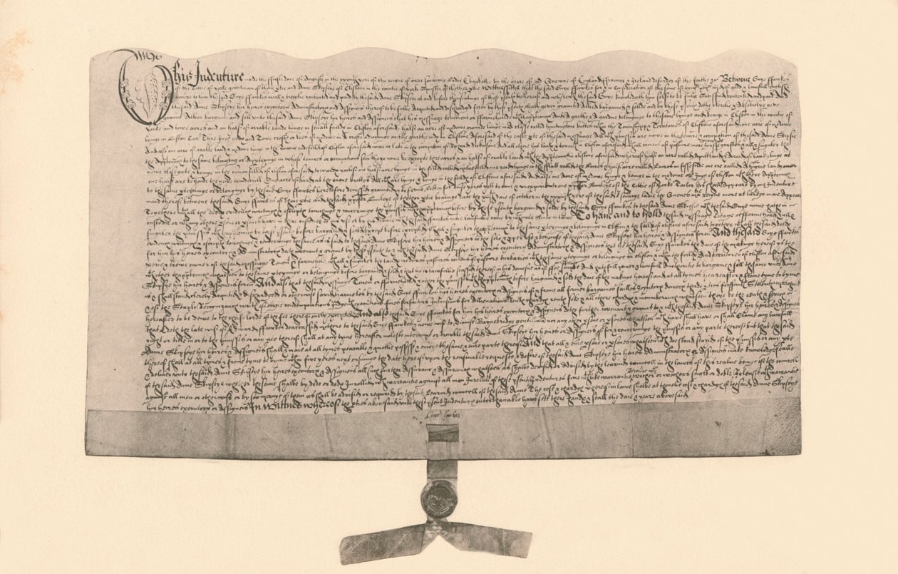 Atto di vendita di terreno, firmato da Guy Fawkes, inizio XVII secolo, 1901 da Unbekannt