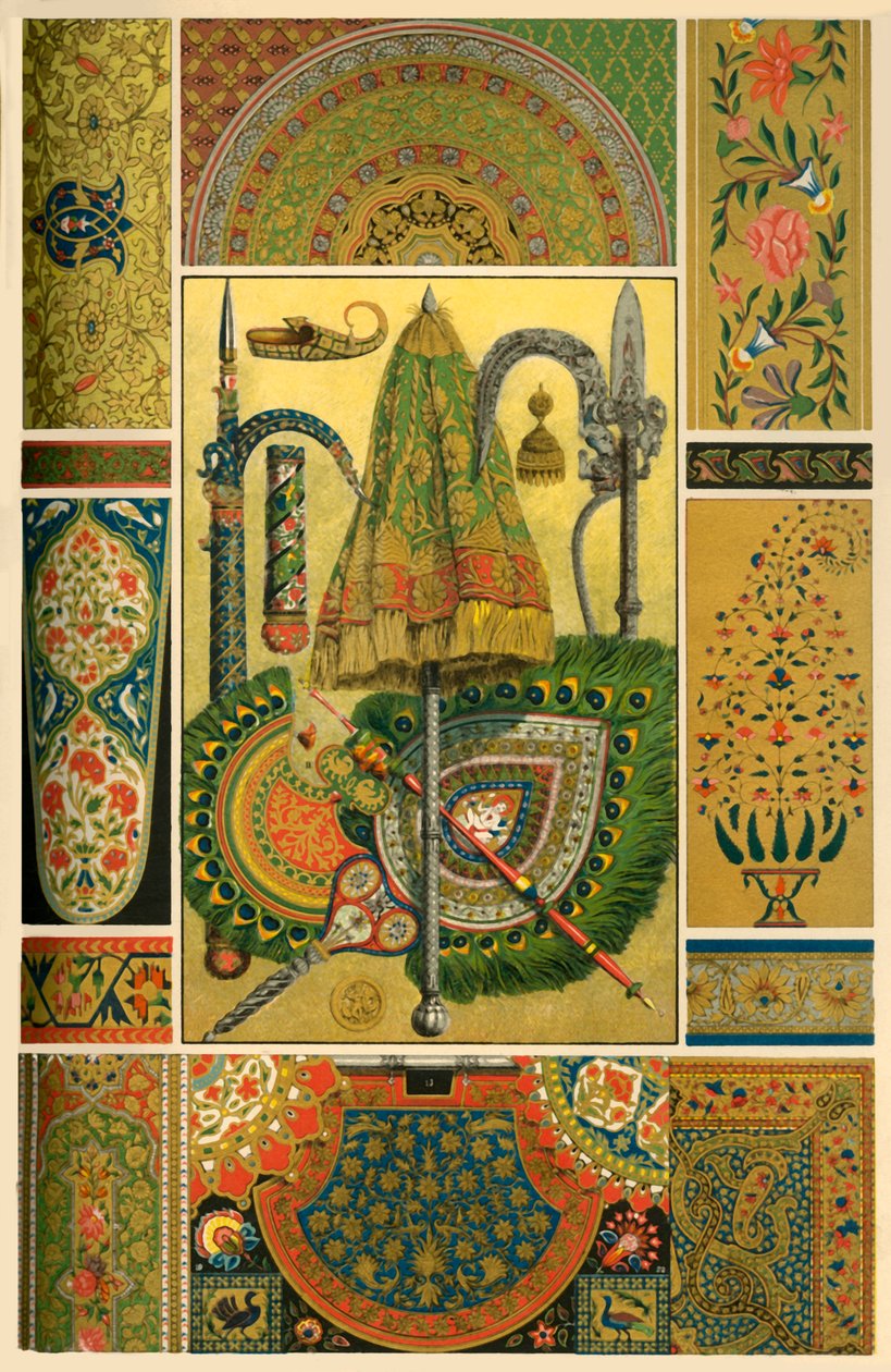 Lavori in metallo indiani, ricamo, tessitura e pittura, 1898 da Unbekannt