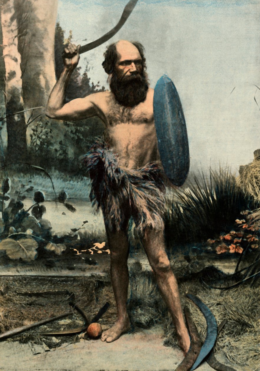 Aborigeno armato di boomerang, 1900 da Unbekannt
