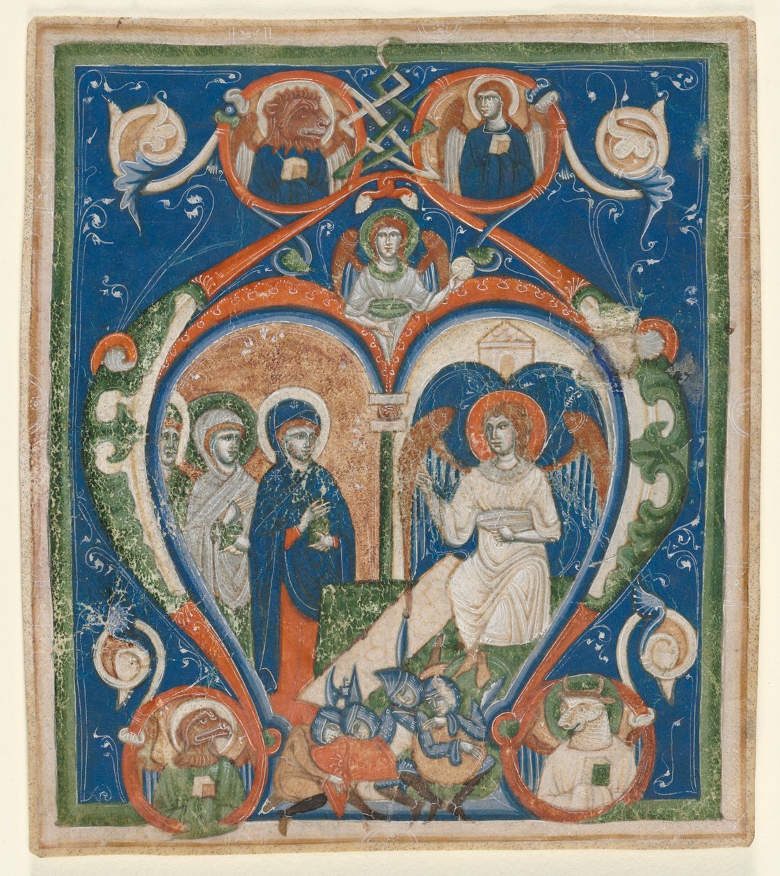 Iniziale A [ngelus Domini descendit] da un antifonario: Le tre Marie al sepolcro, c1280-1300 da Unbekannt