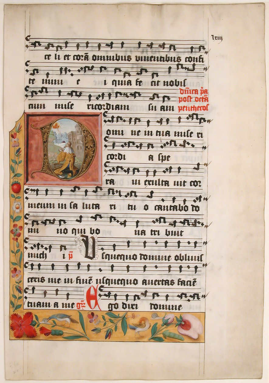 Iniziale D con Re Davide, da un Graduale cistercense, ca. 1524 da Unbekannt