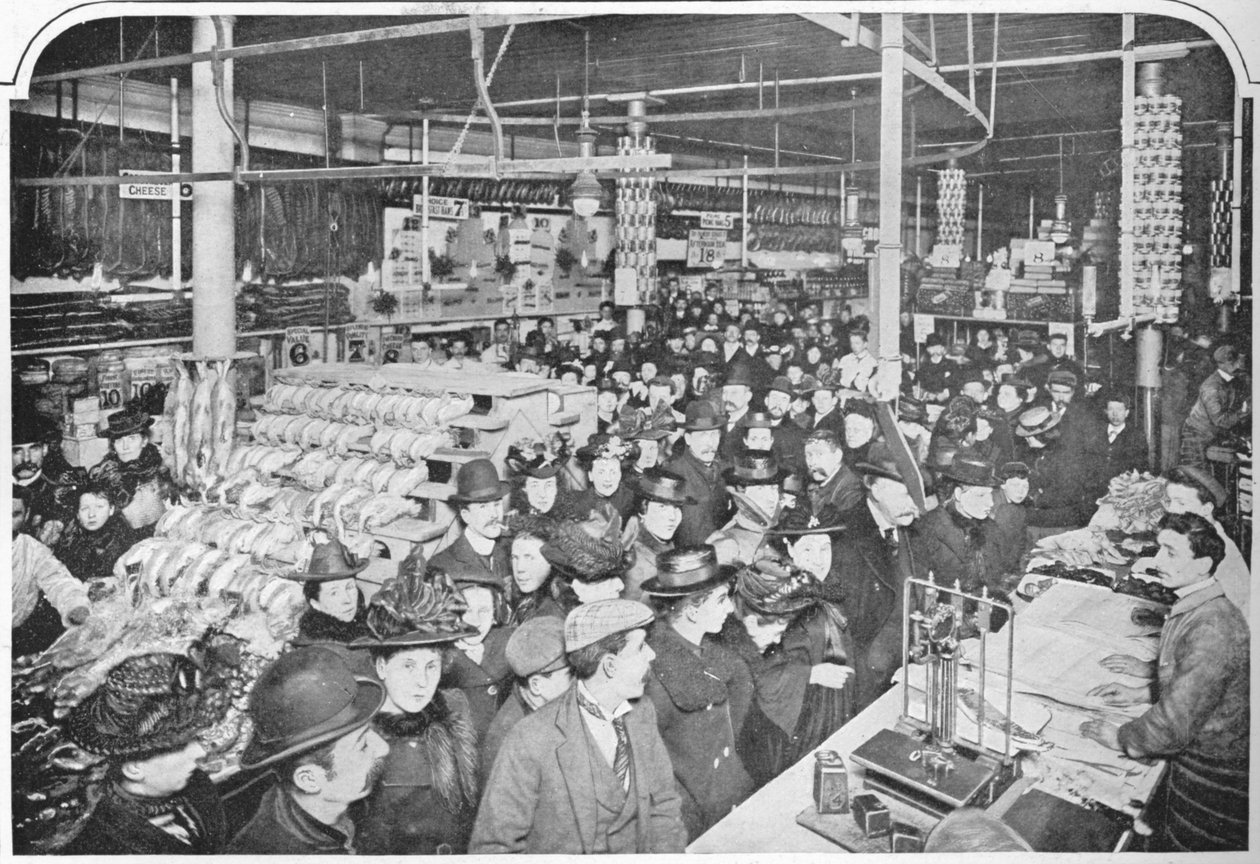 Dentro un grande negozio di alimentari, Hammersmith, Londra, 1901 1903 da Unbekannt