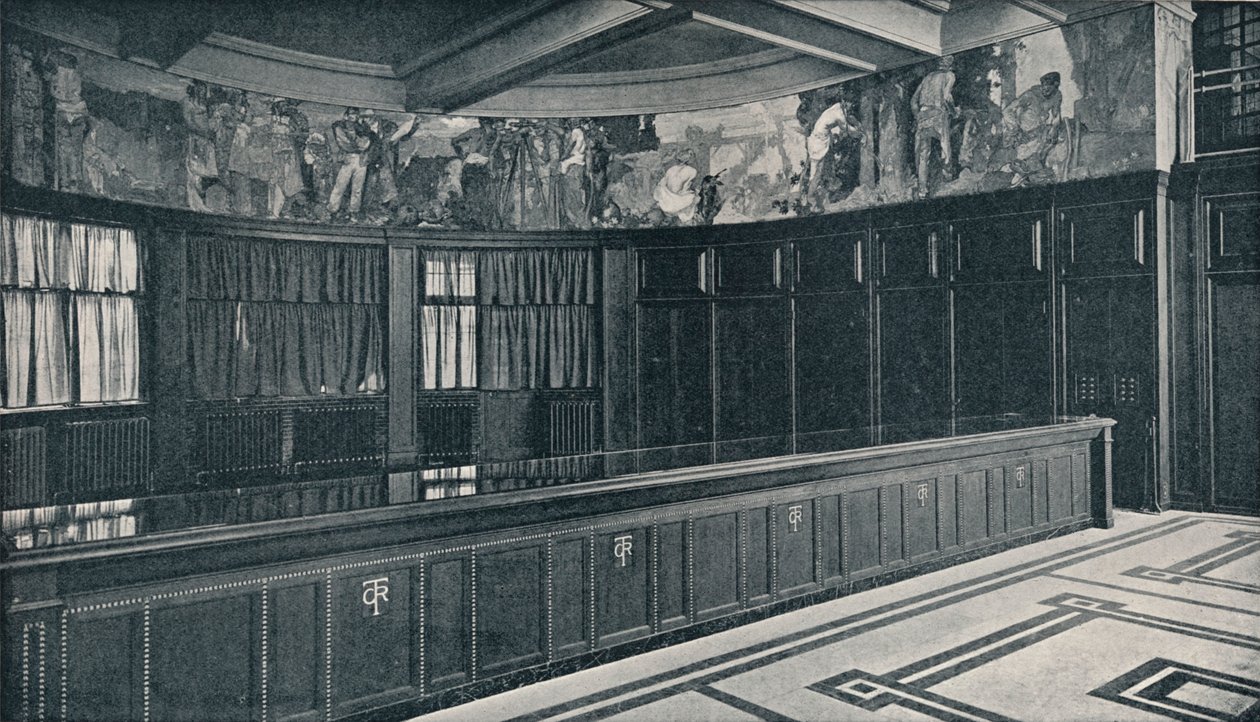 Interno dei nuovi uffici della Grand Trunk Railway con fregio a tempera di Frank Brangwyn, c1909 da Unbekannt
