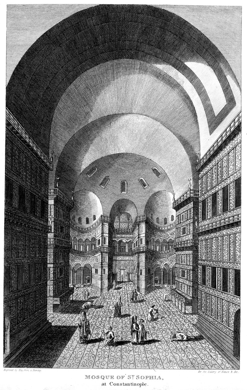 Interno di Santa Sofia, Costantinopoli, Incisione, 1815 da Unbekannt