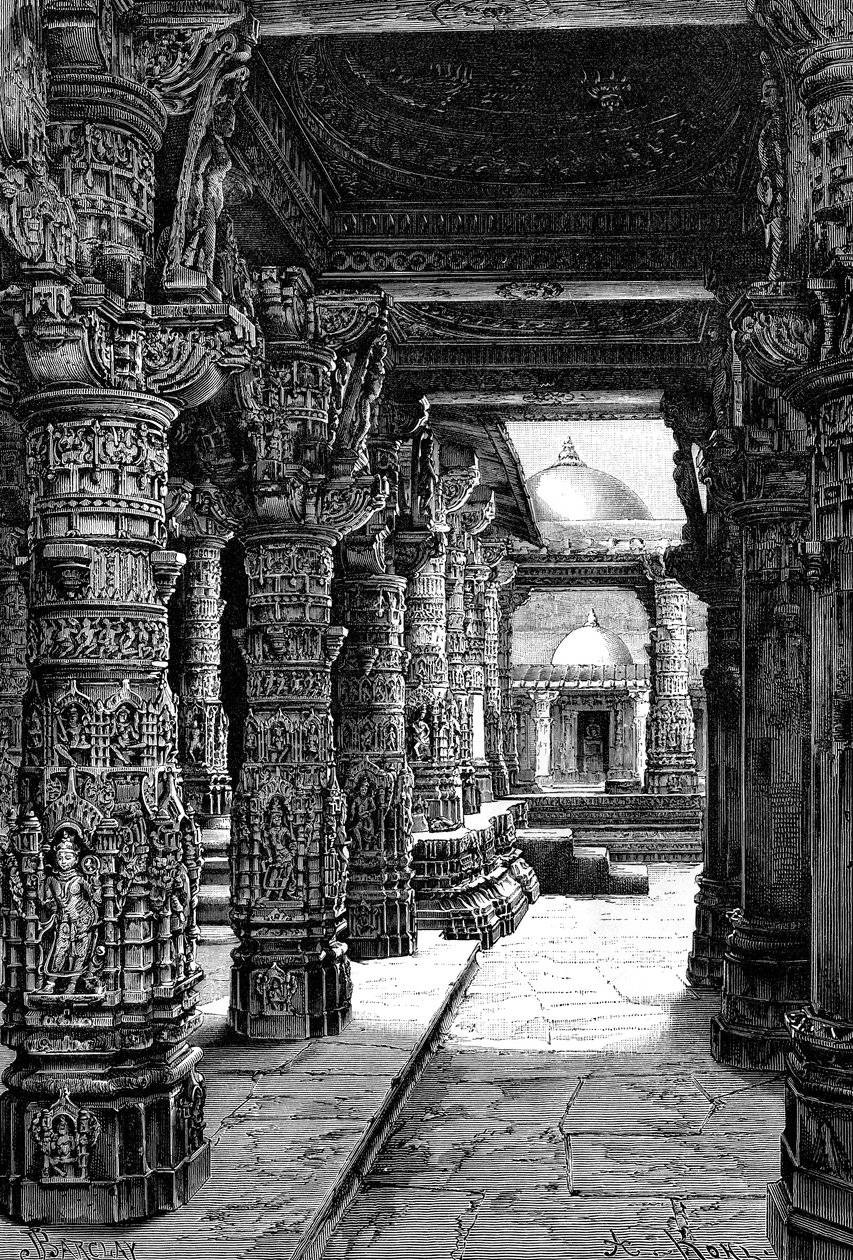 Interno di un tempio Jaina, Monte Abu, Rajasthan, India, 1895 da Unbekannt