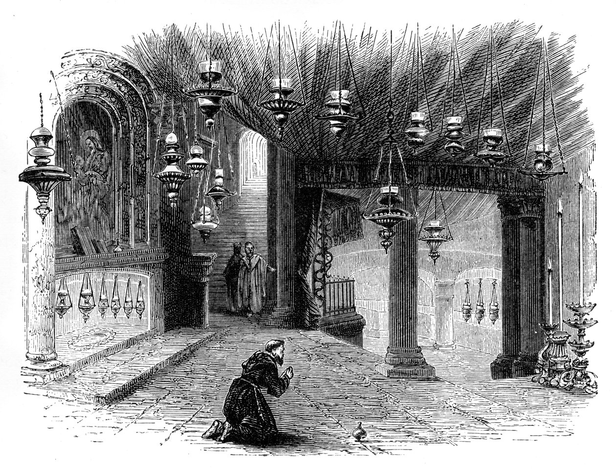 Interno della Cappella della Natività, Betlemme, c1888 da Unbekannt