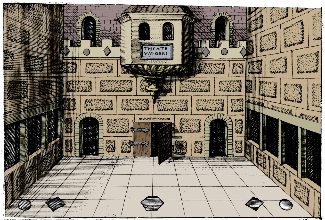 Interno del Globe Theatre, Bankside, Londra, 1617-1619 da Unbekannt