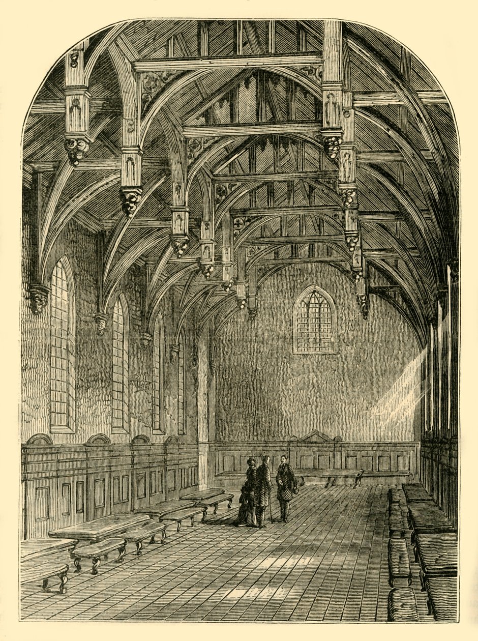 Interno della Great Hall, Lambeth Palace, 1800, c1878 da Unbekannt