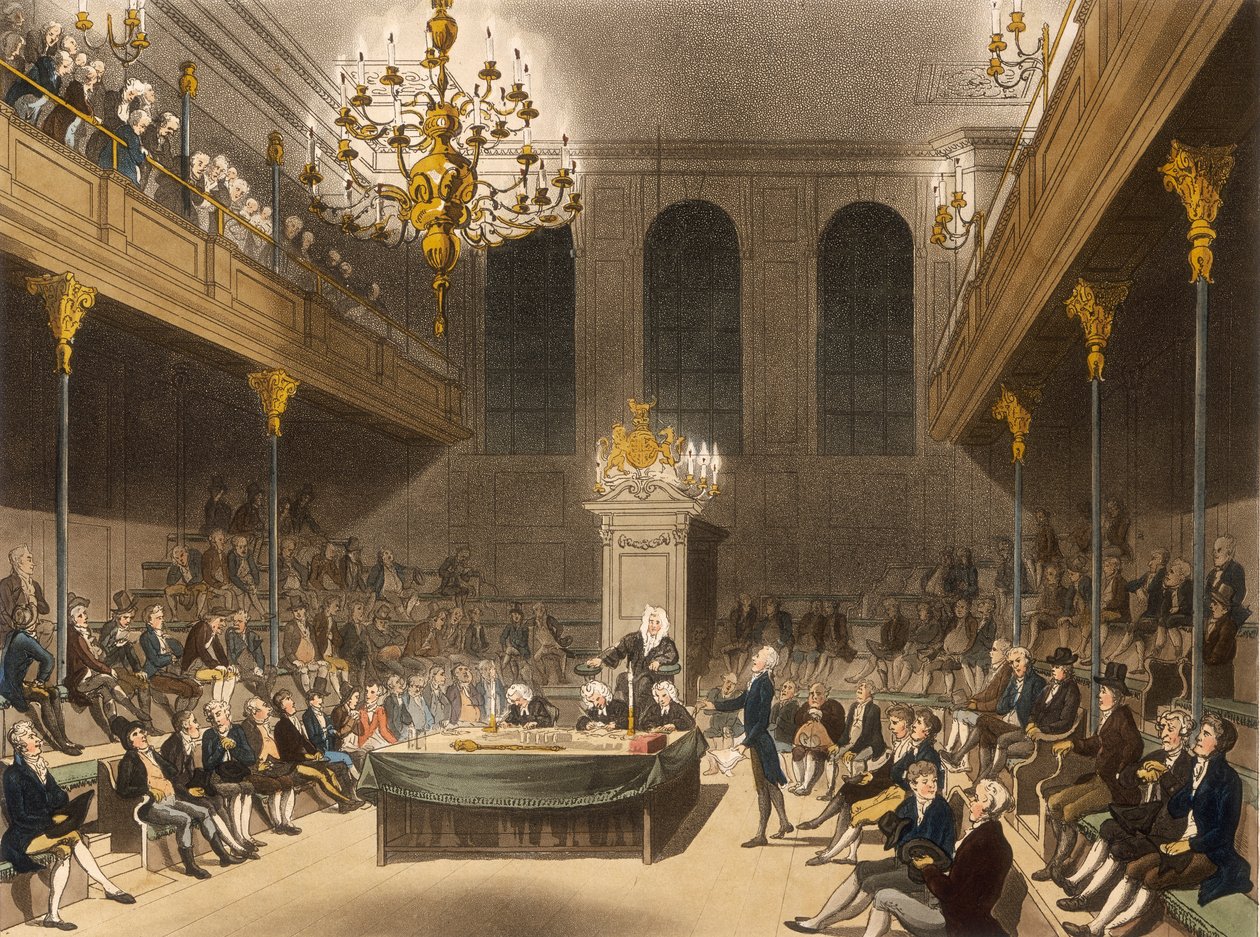 Interno della Camera dei Comuni, Westminster, Londra, 1809 da Unbekannt