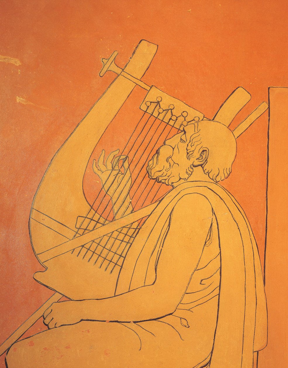 Vista interna di disegni figurativi decorativi di rappresentazione simbolica maschile dell