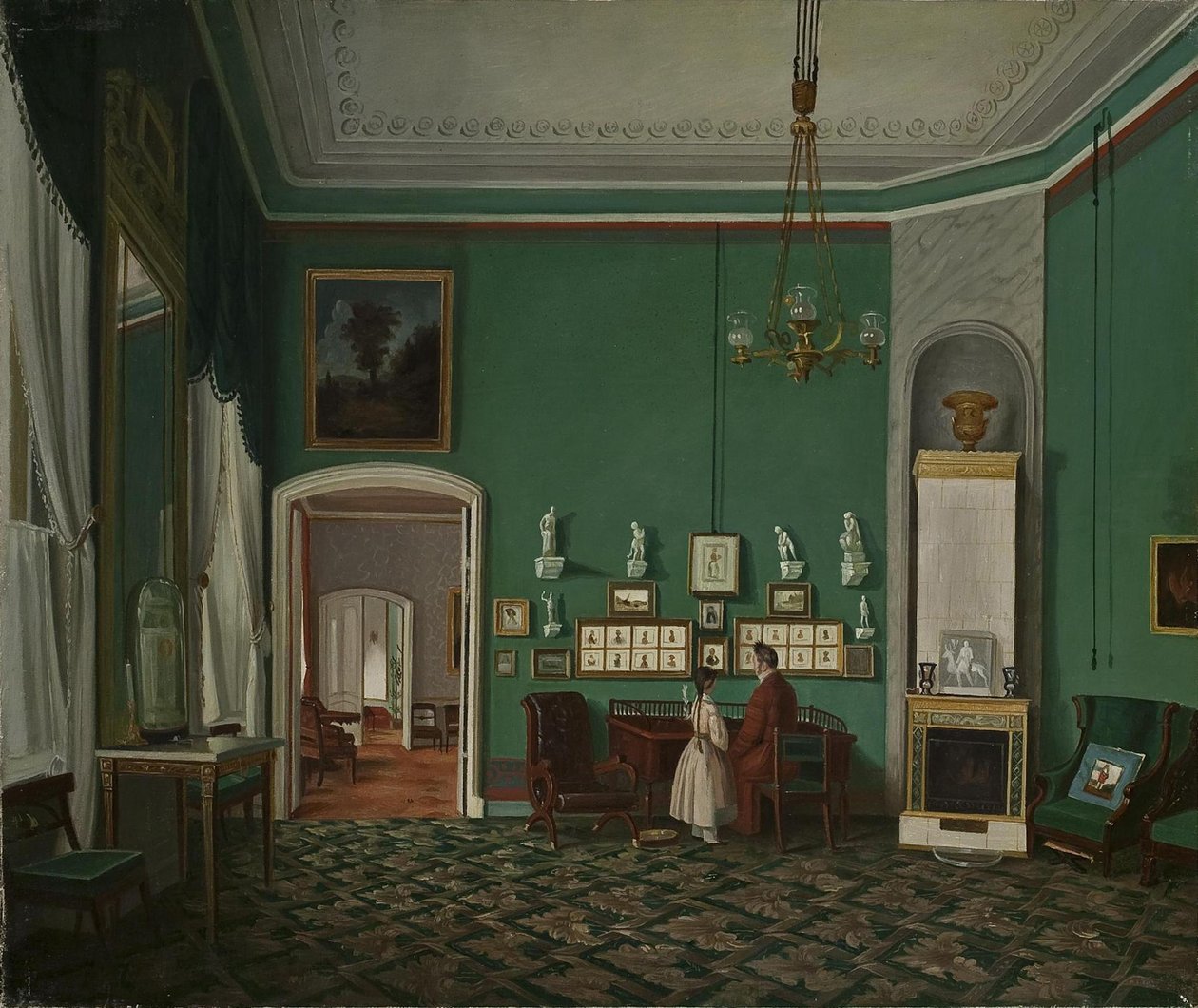Interno con enfilade, 1830s da Unbekannt