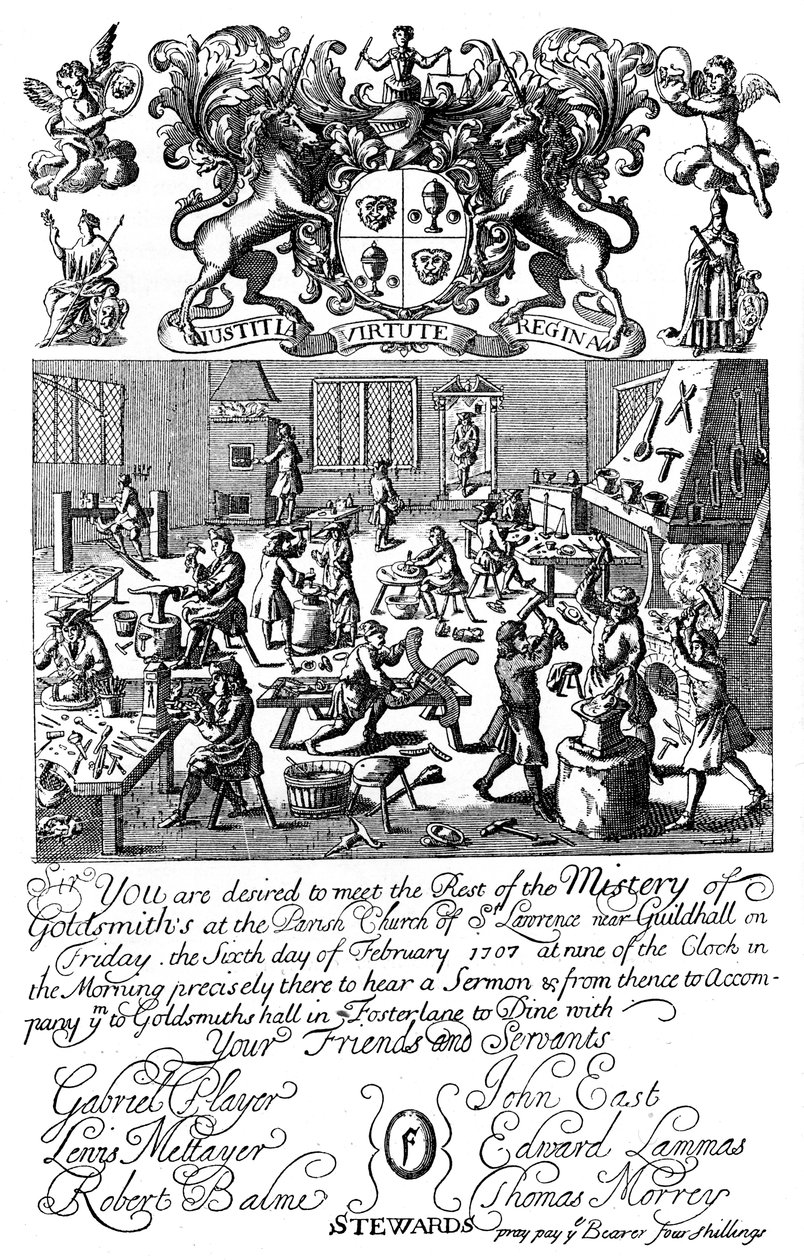 Invito a una riunione della Compagnia degli Orafi, 1707 da Unbekannt
