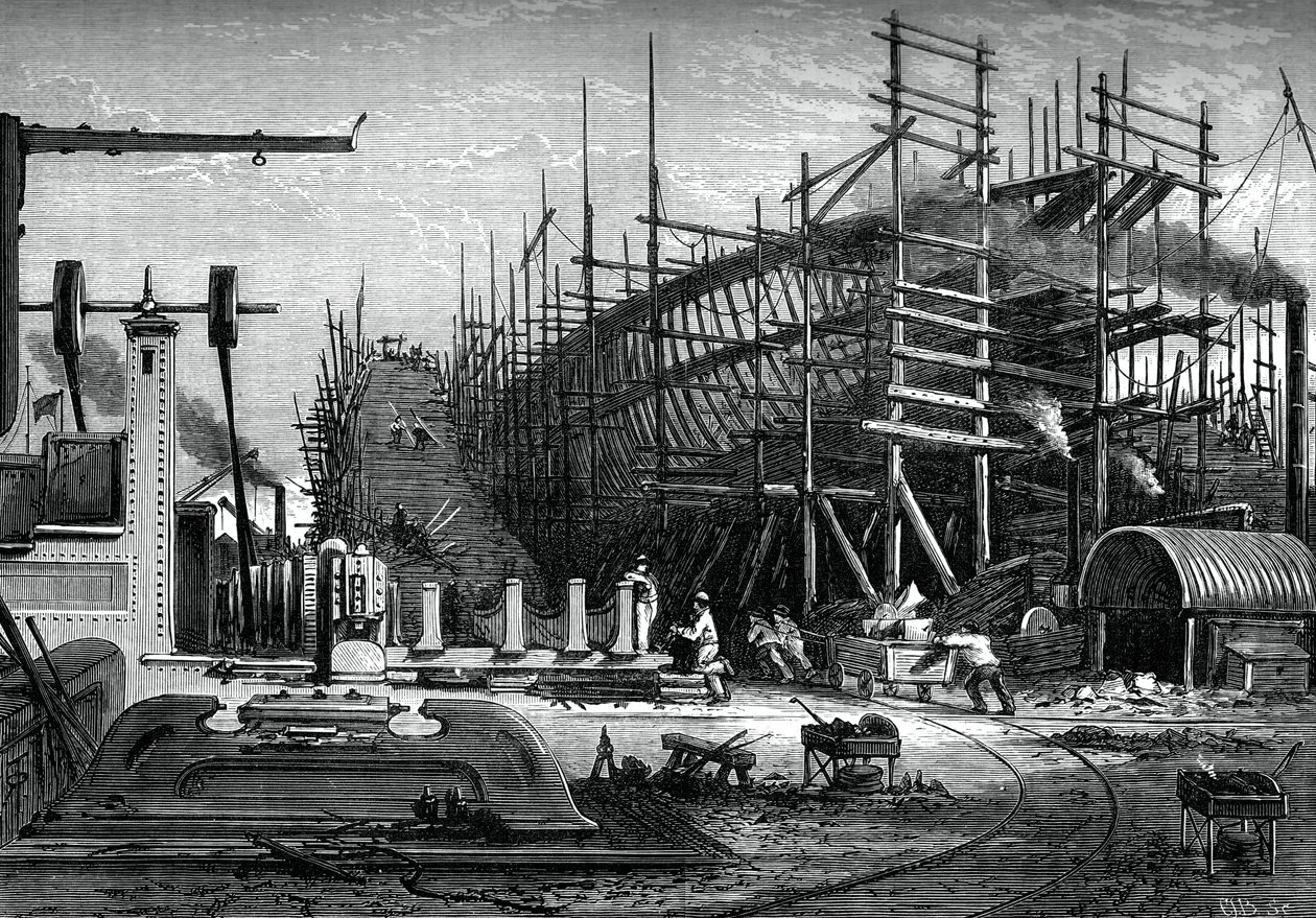 Nave di ferro, cantiere Messrs Samuda, Isle of Dogs, Londra da Unbekannt