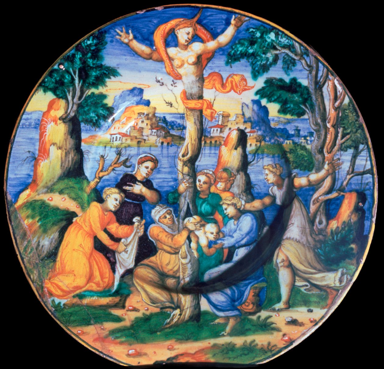 Piatto di terracotta italiana che mostra la nascita di Adone da Unbekannt