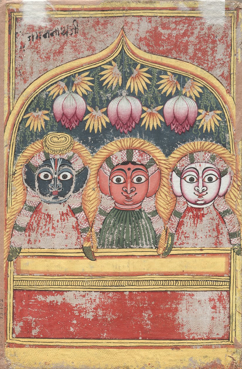 Jagannath, Subhadra e Balarama in un arco verso, XVIII secolo da Unbekannt