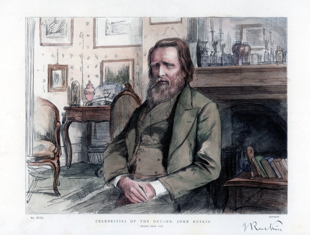 John Ruskin 1819-1900, critico, autore, poeta e artista inglese, 1886 da Unbekannt