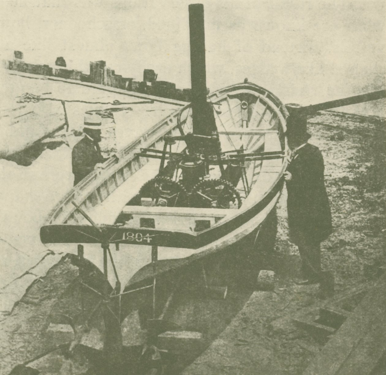 Il piroscafo a doppia elica di John Stevens, costruito nel 1804, c1930 da Unbekannt