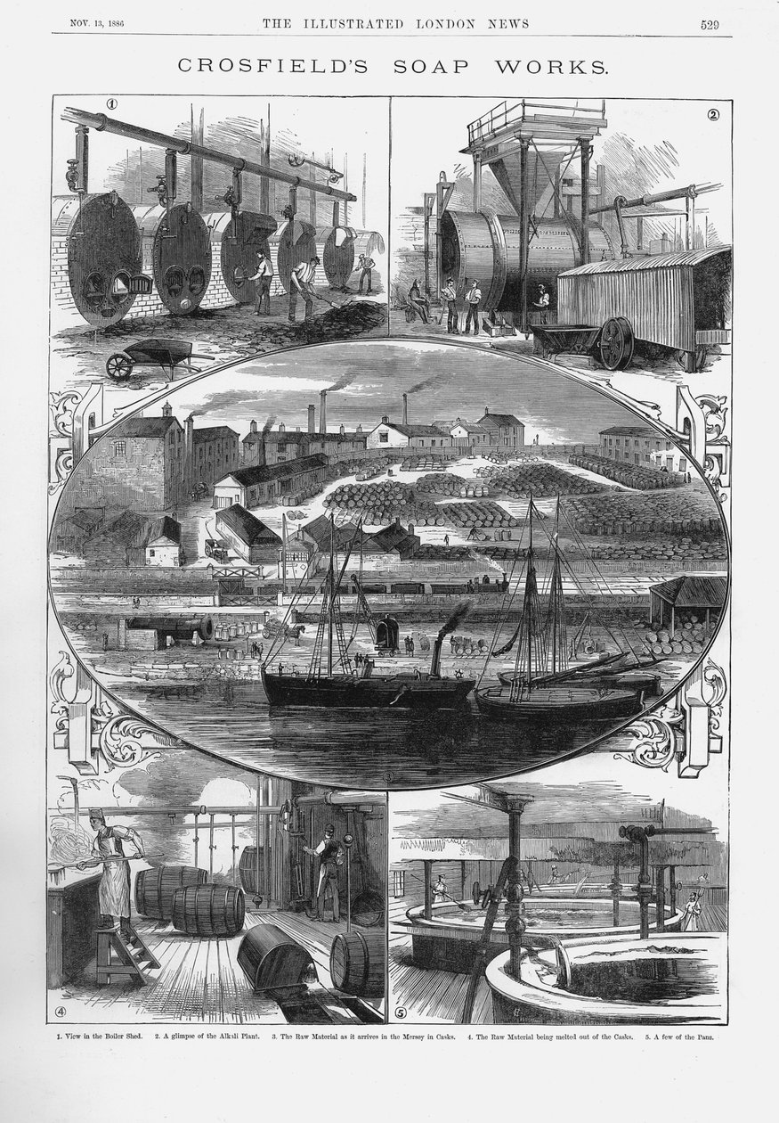 Fabbrica di sapone Joseph Crosfield & Sons a Bank Quarry, Warrington, Cheshire, 1886 da Unbekannt