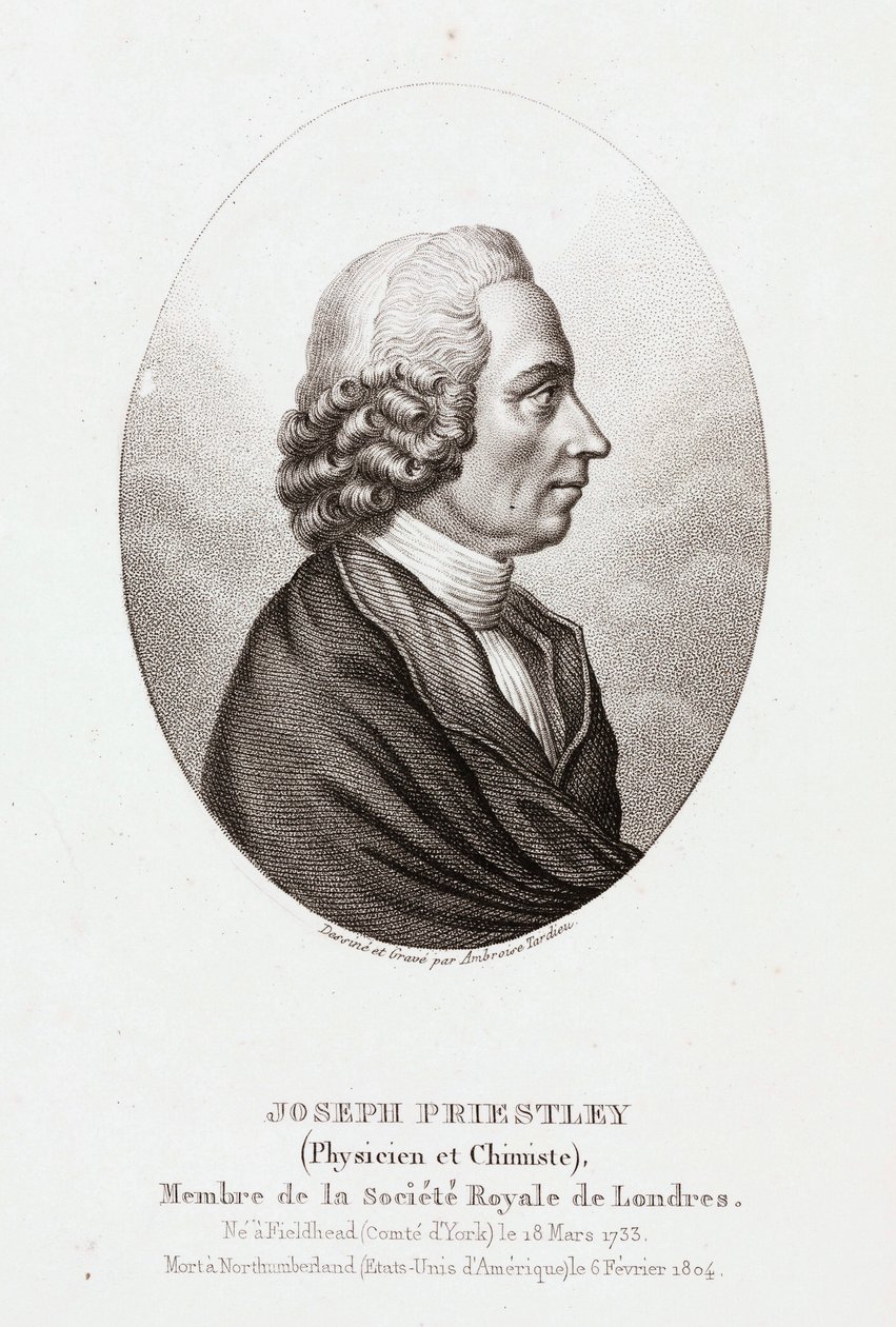Joseph Priestley, teologo e chimico anglo-americano, c 1780 da Unbekannt