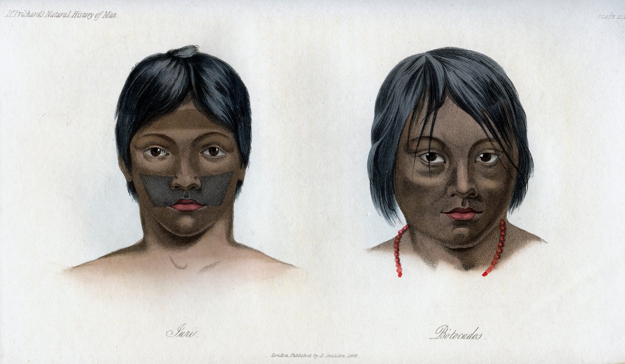 Juri e Botocudos, della nazione Brasilio-Guarani, 1848 da Unbekannt