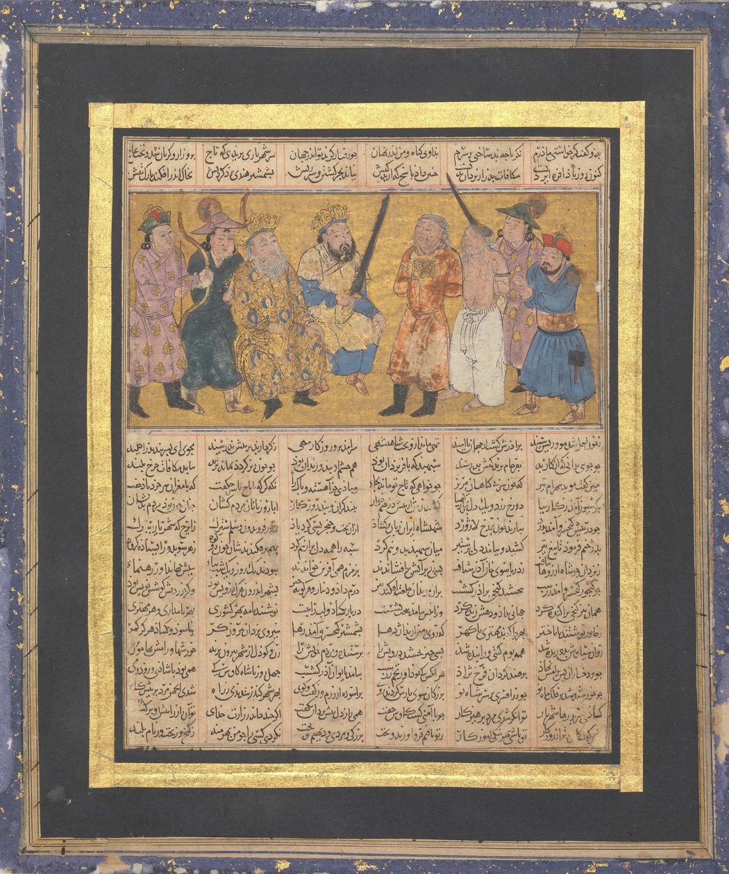 Kai Khusrau sul trono con una spada (Folio dal primo piccolo Shahnama) da Unbekannt