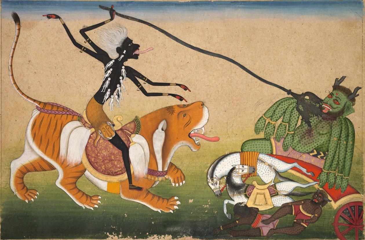 Kali che attacca Nisumbha, c. 1740 da Unbekannt