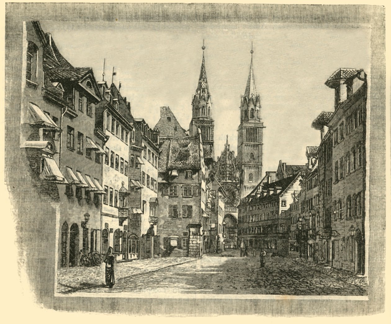 Karolinen-Strasse e Chiesa di San Lorenzo, Norimberga, 1890 da Unbekannt