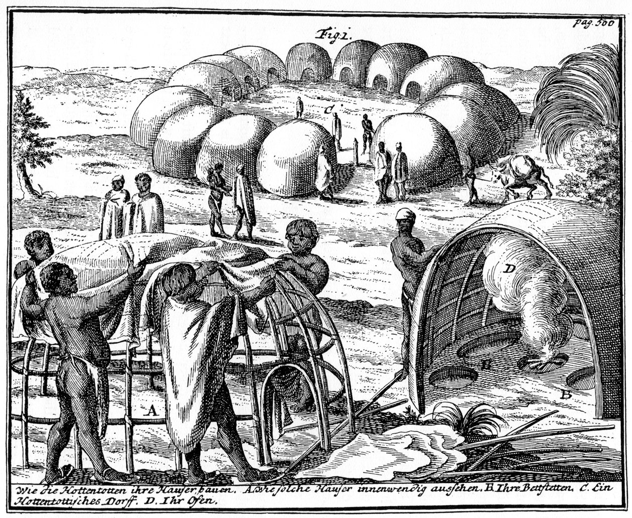 Capanni e kraal Khoikhoi, Sudafrica, 1931 da Unbekannt