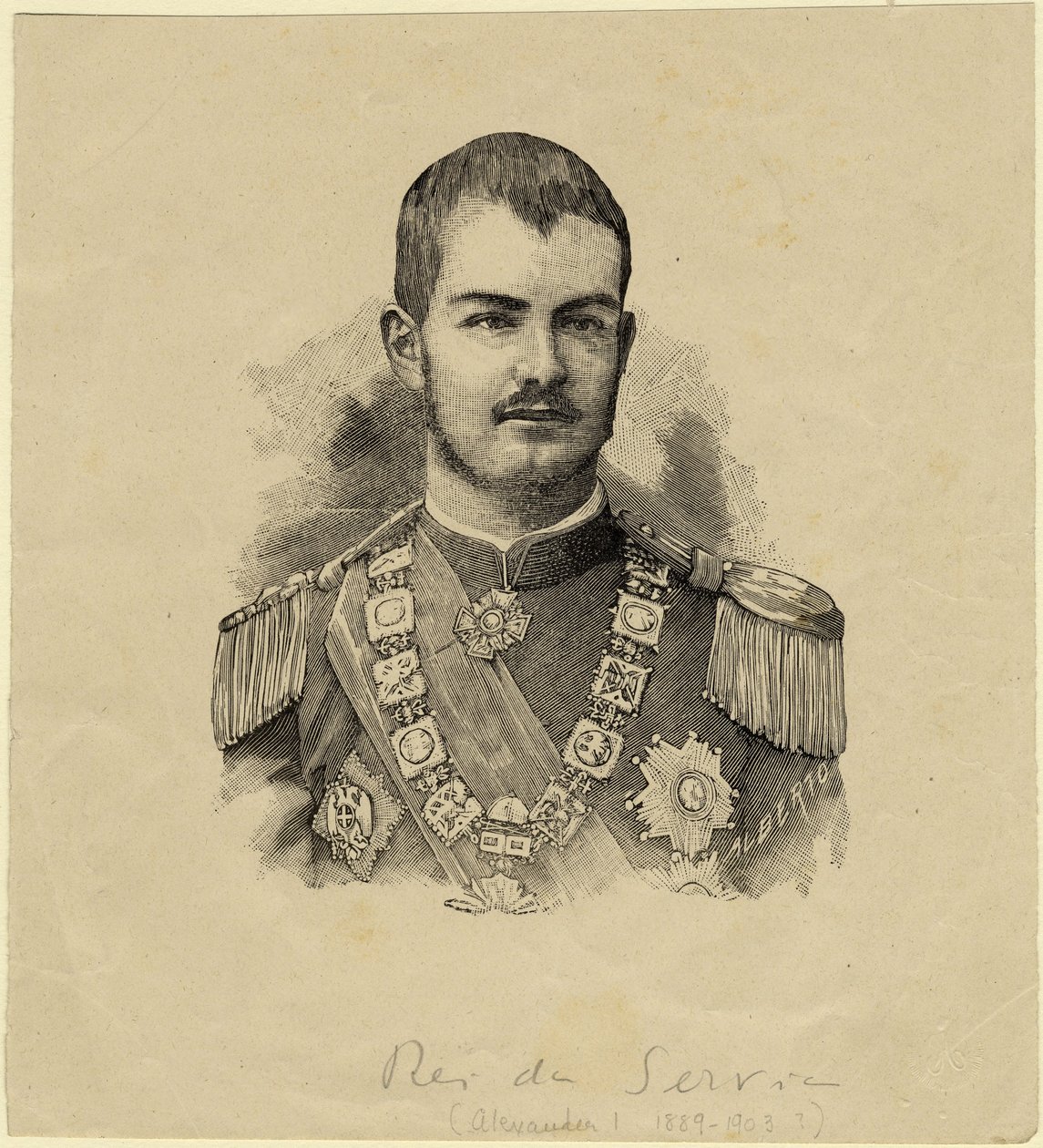 Re Alessandro di Serbia 1876-1903, c. 1889 da Unbekannt