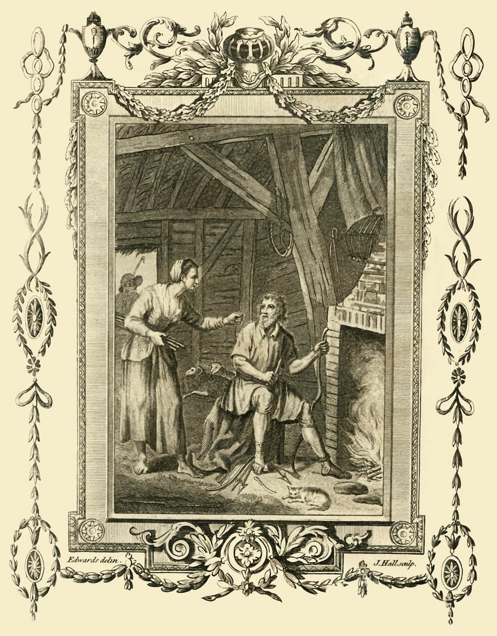 Re Alfredo in incognito rimproverato dalla moglie del mandriano per aver bruciato le torte, c878, 1783 da Unbekannt