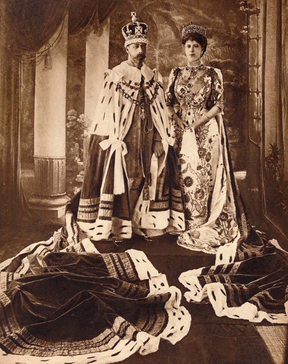 Re Giorgio V e la regina Maria incoronati e vestiti per il Durbar di Delhi, 1911 1935 da Unbekannt