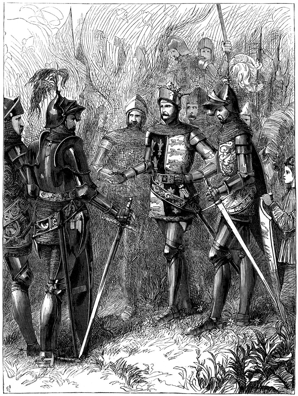 Re Enrico V 1387-1422 e il Sire de Helly ad Agincourt, 1415 da Unbekannt