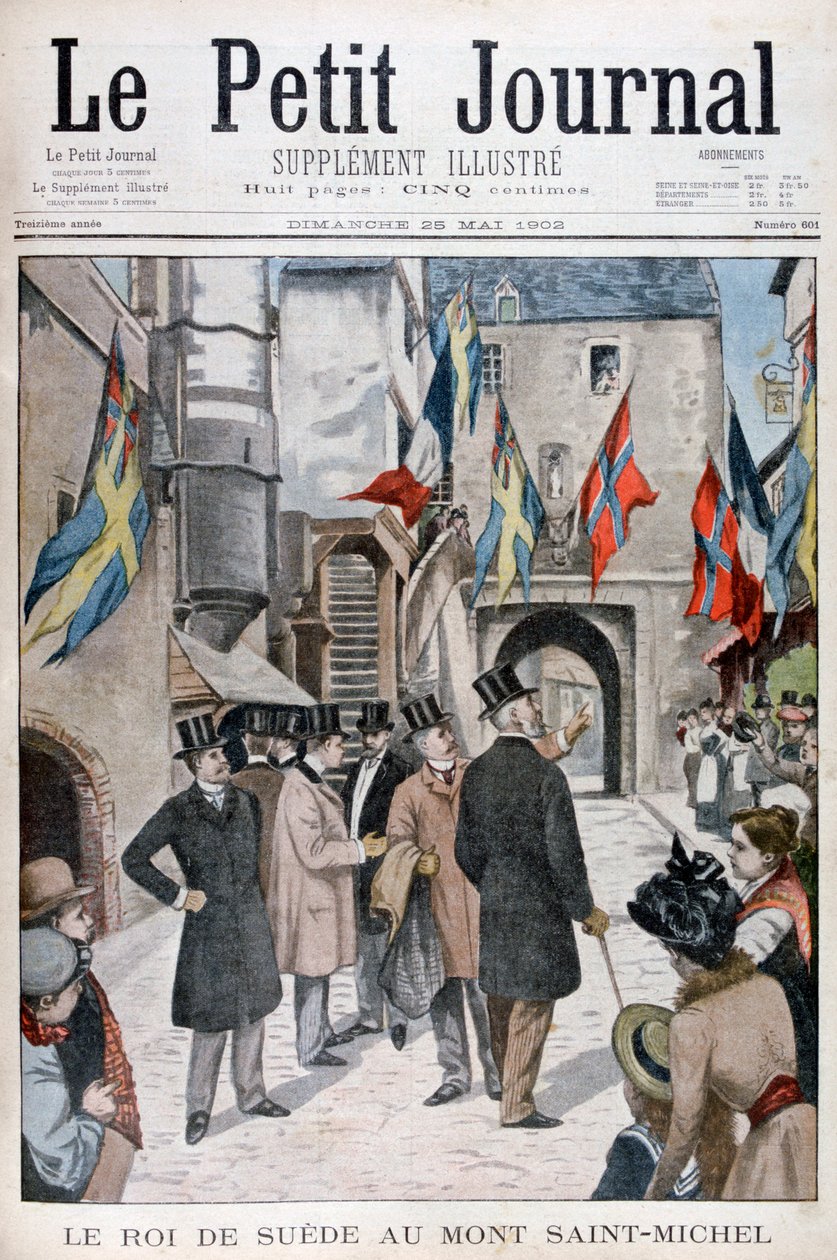 Re Oscar II di Svezia in visita a Mont Saint-Michel, Normandia, Francia, 1902 da Unbekannt
