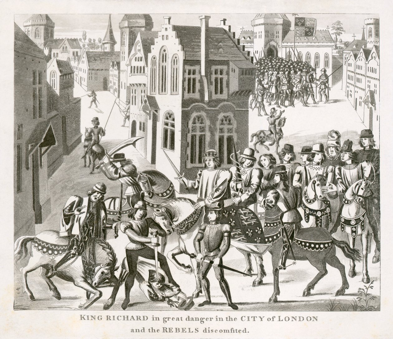 Re Riccardo II che affronta i ribelli, Rivolta dei contadini, Londra, 1381 XIX secolo da Unbekannt