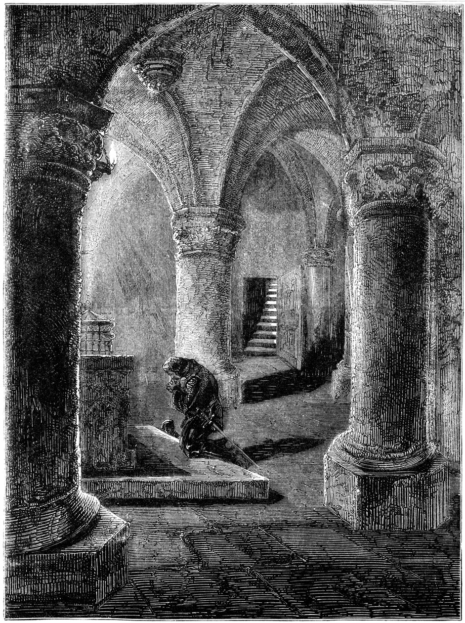 Re Riccardo I 1157-1199 inginocchiato davanti al santuario di San Gennaro da Unbekannt
