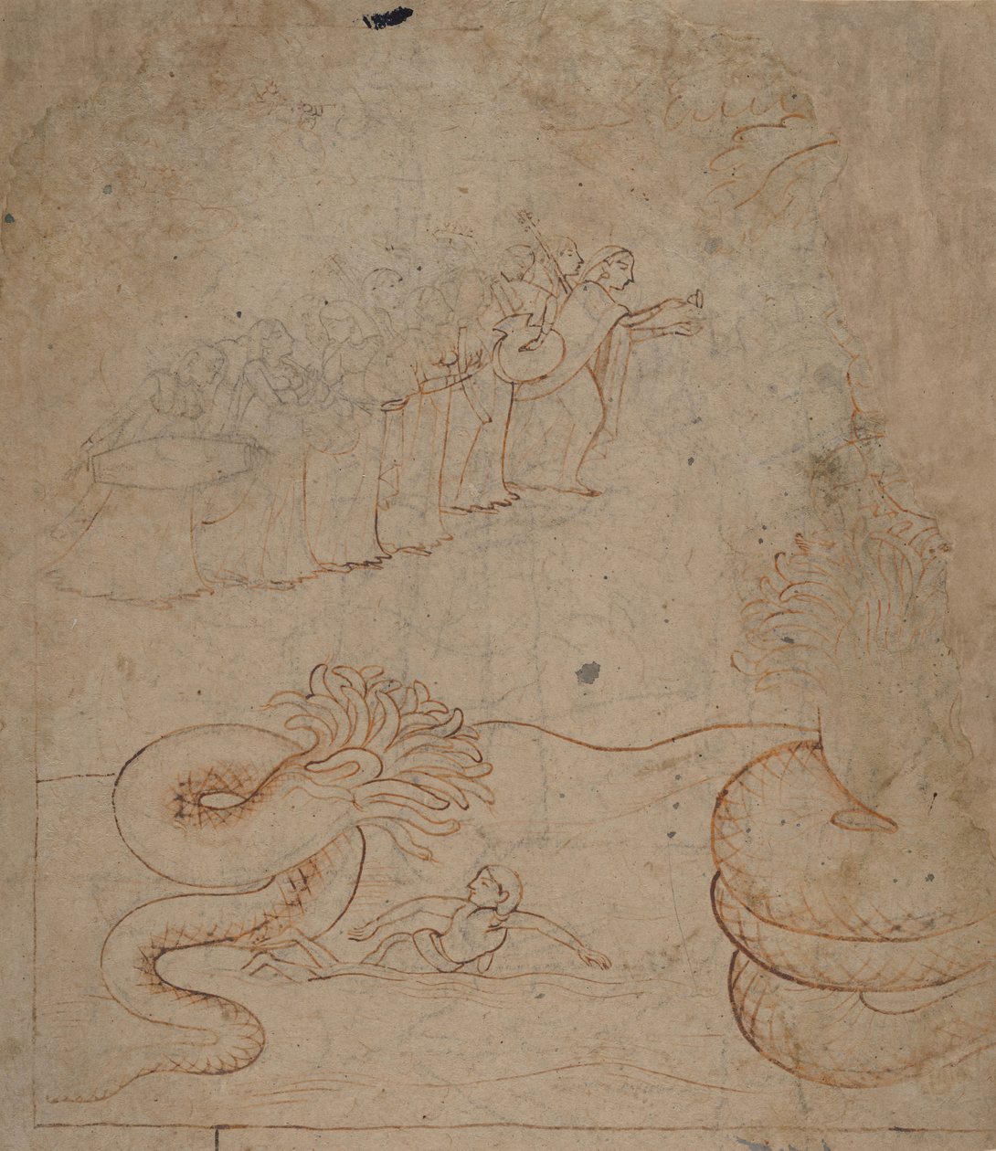 Krishna doma il serpente Kaliya nel fiume Yamuna..., ca. 1780 da Unbekannt
