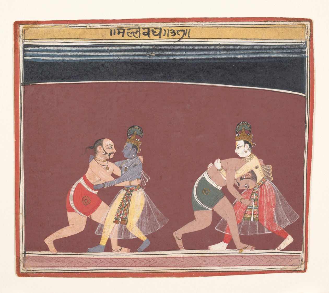 Krishna e Balarama combattono i lottatori del re malvagio Kamsa da Unbekannt