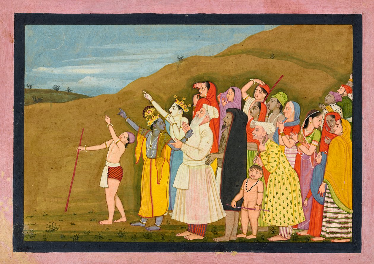 Krishna e la sua famiglia ammirano un