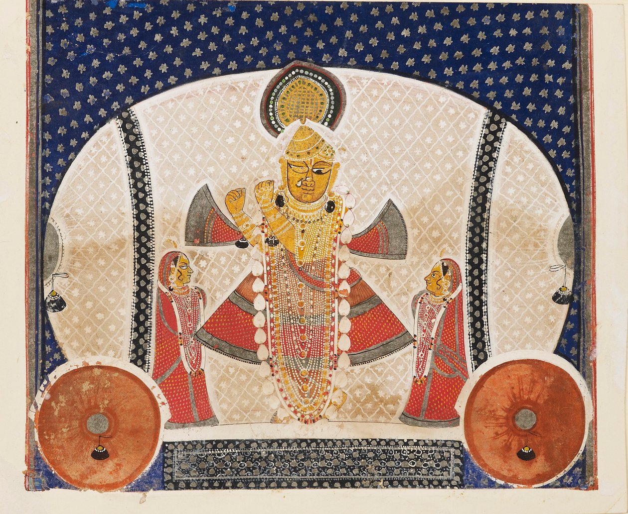 Krishna come Shrinathji che suona un flauto da Unbekannt