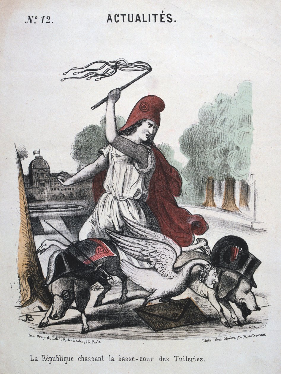 La Repubblica che caccia il pollaio delle Tuileries, cartone allegorico, 1870-1871 da Unbekannt