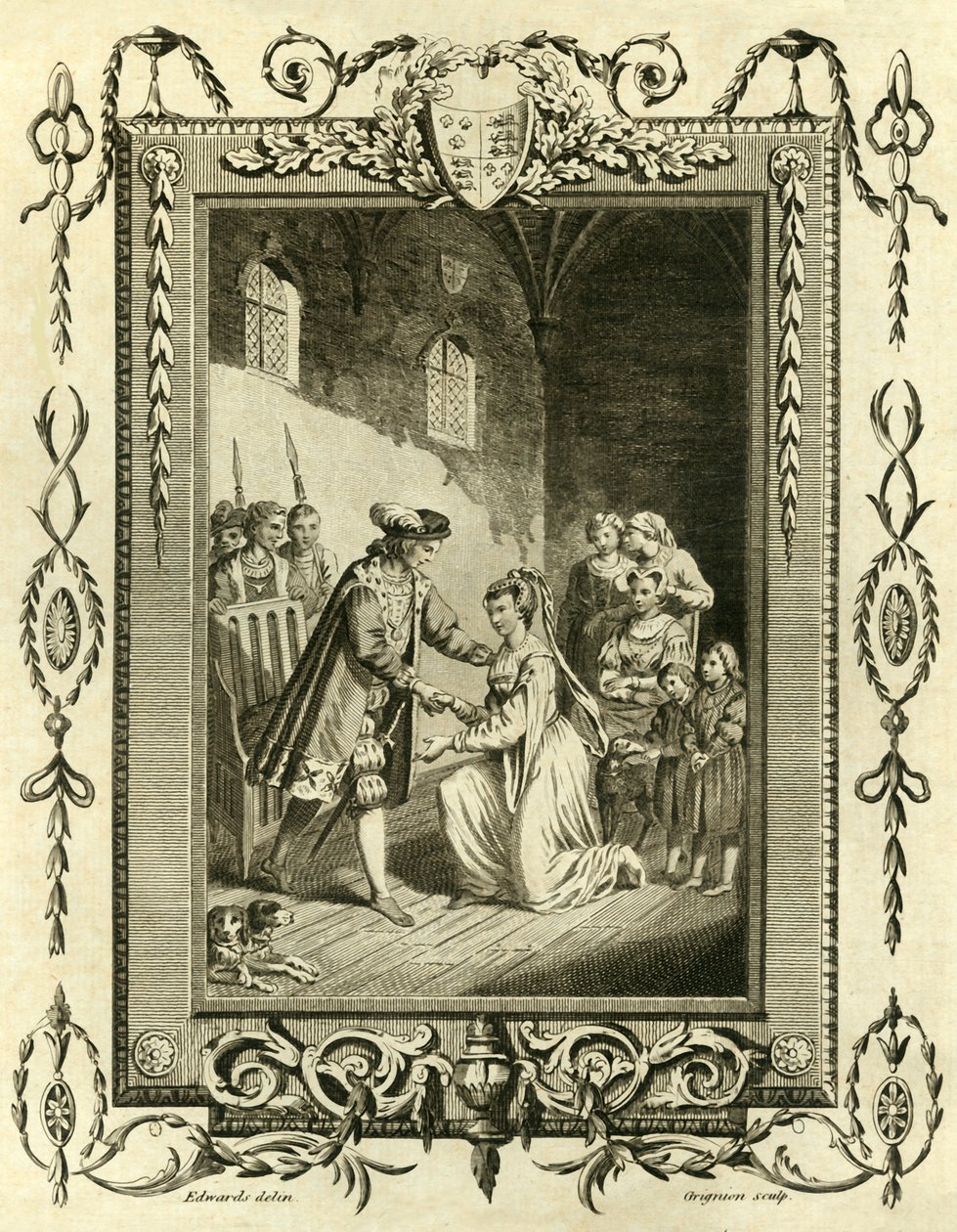 Lady Elizabeth Grey che chiede a Edoardo IV di restituirle le sue terre, 1461, 1783 da Unbekannt