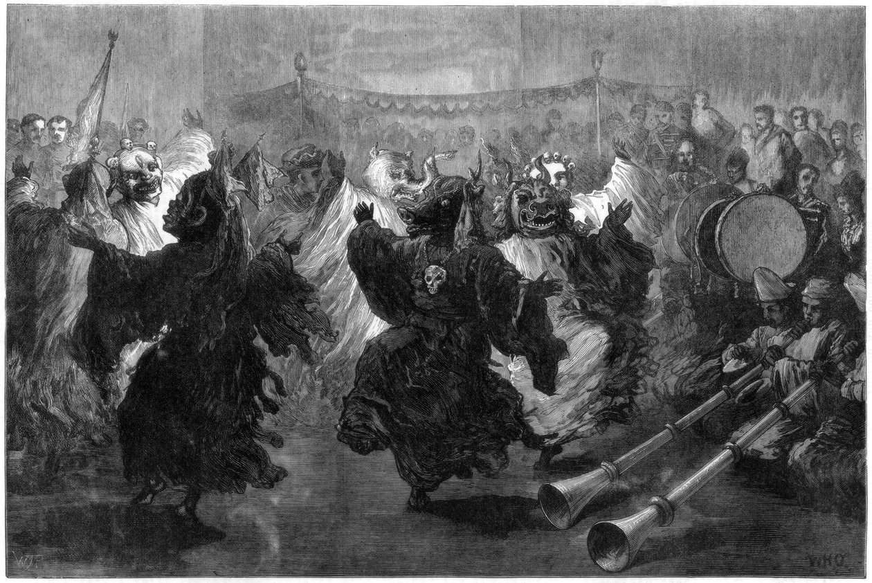 Danza Lama a Jummoo, eseguita davanti al Principe di Galles, 1876 da Unbekannt