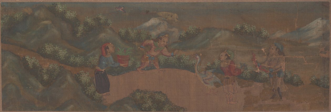 Dipinto di paesaggio con figura in ambientazione boschiva da Unbekannt