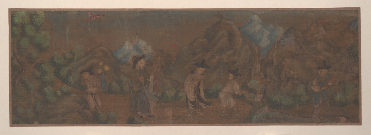 Dipinto di paesaggio con figura in ambientazione boschiva da Unbekannt