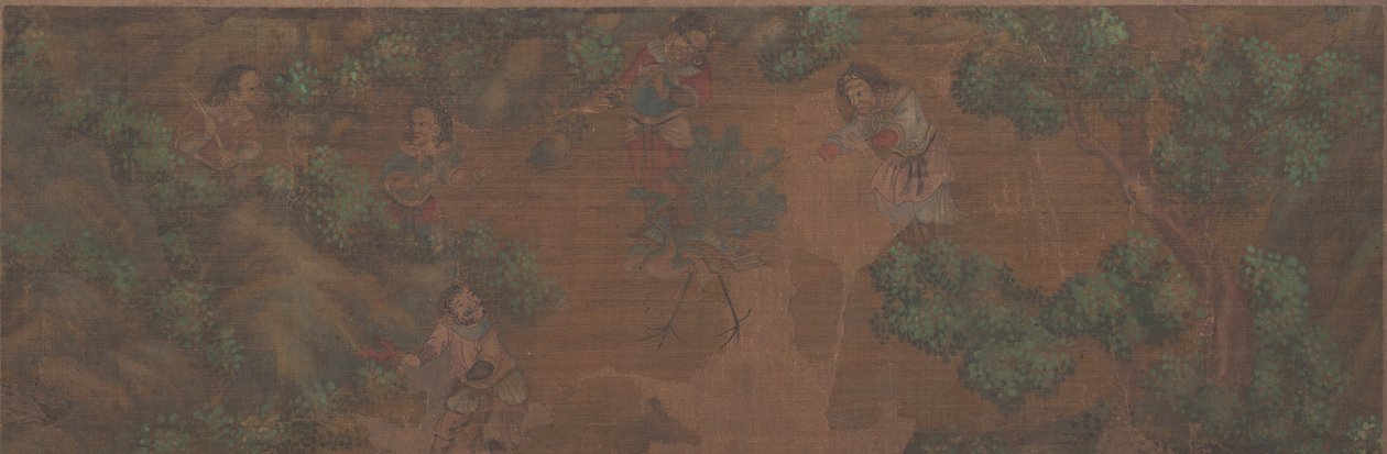 Dipinto di paesaggio con figura in ambientazione boschiva da Unbekannt