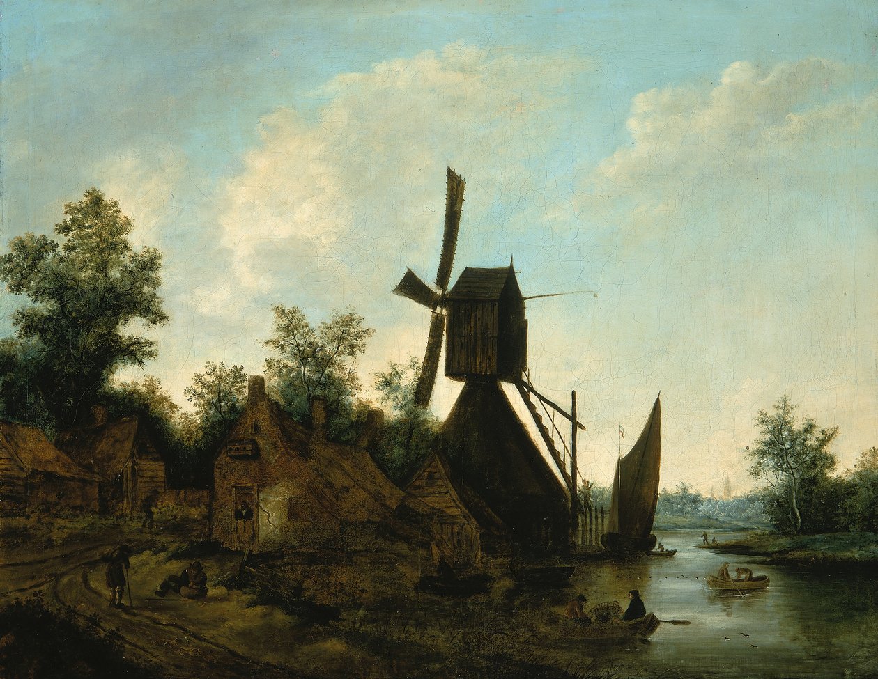 Paesaggio con mulino a vento, XVII secolo da Unbekannt