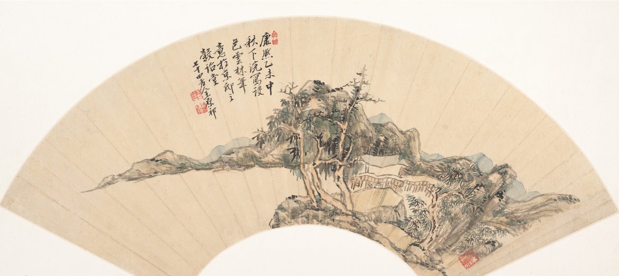 Paesaggio nello stile di Ni Zan, XVIII secolo o successivo, data spurie del 1715 da Unbekannt