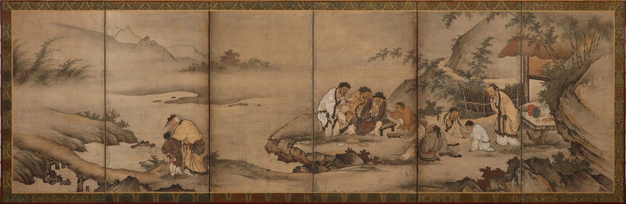 Paesaggio: i Sette Saggi del Bosco di Bambù, periodo Momoyama, 1568-1615 da Unbekannt
