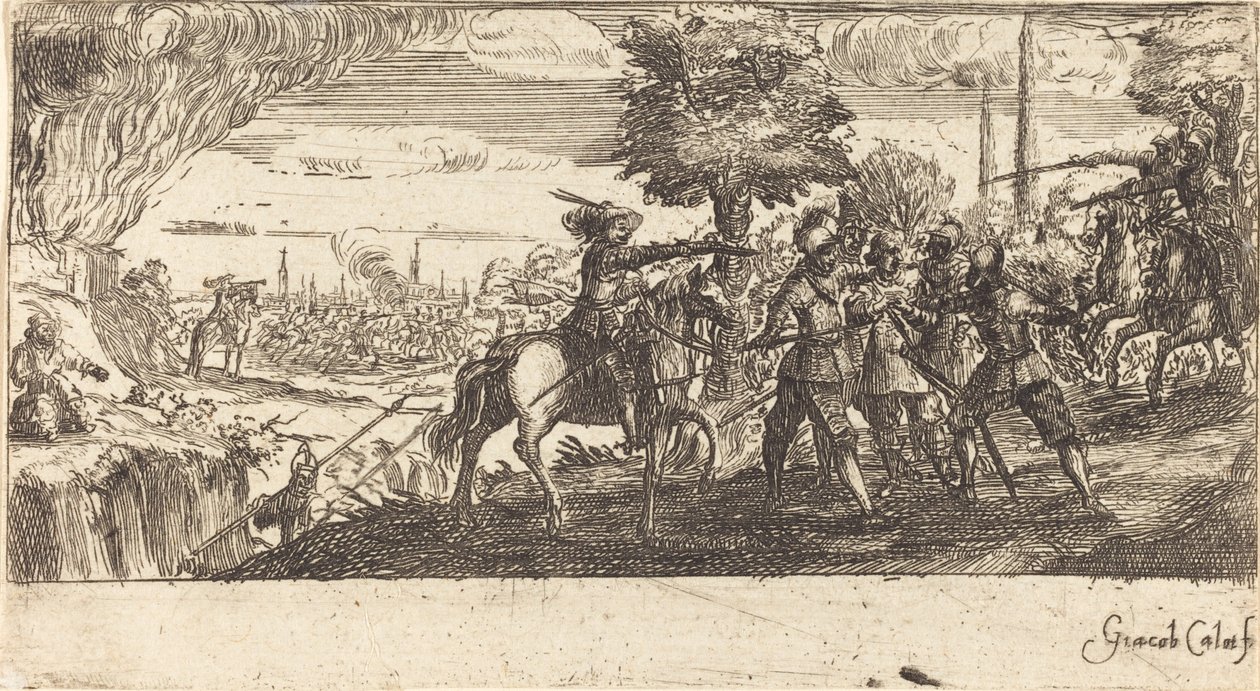 Paesaggio con scena di battaglia da Unbekannt