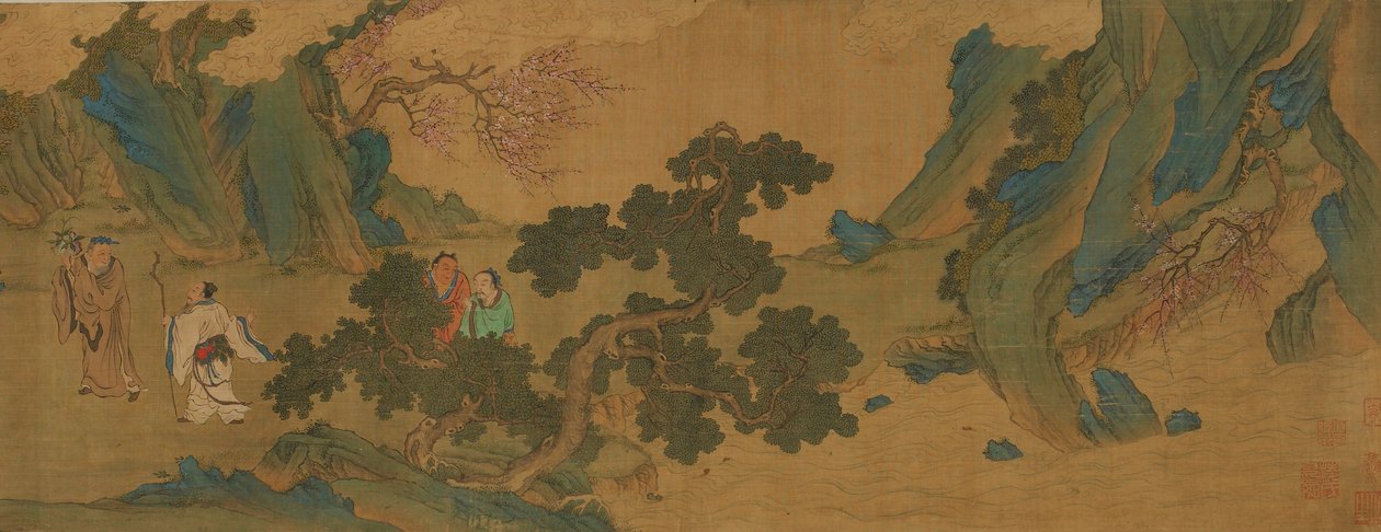 Paesaggio con immortali taoisti nelle montagne, dinastia Ming o Qing, XVII secolo da Unbekannt
